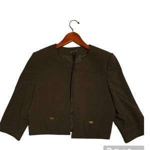 Tahari Arthur S Levine Dark Brown Cropped Jacket /SZ12P